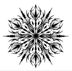 a black and white drawing of a snowflake