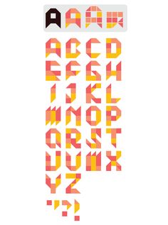 the letters and numbers are made up of different colors, shapes, and font styles