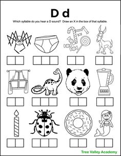 worksheet for kids to learn how to read the letter d with pictures and words