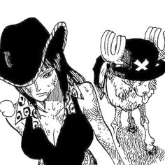 a drawing of two people wearing pirate hats