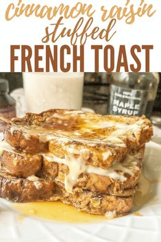 french toast on a plate with melted cheese