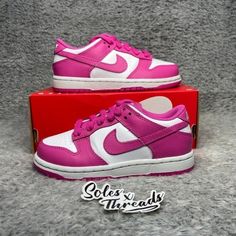 Item: Nike Dunk Low (Ps) Active Fuchsia White Sneakers Preschool Style Code: Fj0705-100 Condition: 100% Authentic. Brand New Never Worn. Box Included With Missing Lid Color: Active Fuchsia/White Seller Notes: -100% Trusted Seller. Your Satisfaction Is Very Important To Me! -Orders Before 11am Pst Will Ship Out Same Day; Orders After 11am Pst Will Ship Out Next Business Day, Guaranteed!(Special Requests Available, Please Ask!) -Shipping From California -Bundles Available!!! -All Sales Are Conside Pink Custom Sneakers With Round Toe For Streetwear, Pink Low-top Custom Sneakers With Laces, Pink Custom Sneakers With Gum Sole For Streetwear, Sporty Pink Custom Sneakers With Gum Sole, Sporty Custom Pink Sneakers With Gum Sole, Pink Gum Sole Sneakers For Streetwear, Pink Skate Shoes With Laces For Sports, Pink Round Toe Skate Shoes For Streetwear, Pink Low-top Sneakers For School