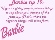 an image of barbie quote on pink background