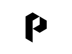 the letter p is made up of two overlapping shapes, one black and one white