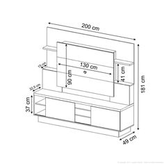 a drawing of a tv stand with measurements