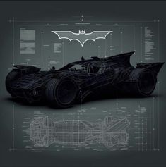 the dark knight batmobile is shown in blueprint