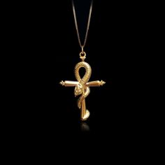 This solid gold key of Ankh necklace showcases exquisite craftsmanship, symbolizing life and spirituality. The key of Ankh pendant is more than just jewelry; it's a fine representation of ancient Egyptian elegance and the timeless allure of this sacred symbol. PENDANT INFORMATION This pendant is made of real, solid gold.• Made in USA• Material: 14k or 18k solid gold• Finish: polished• Height: 1.5" (38 mm) | *includes the small circle, bail dimensions not included• Width: 1" (26,5 mm)• Pendant weight: approx. 6 grams (14k)• Bail: fits up to 4 mm chains• Solid back, not hollow• A certificate of authenticity is included• Delivered in our elegant jewelry box, making it the perfect gift Shipping: All of our orders are custom-made. Please allow approximately 3 weeks for production and shipping.