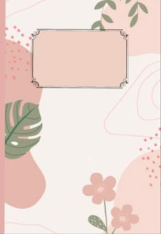 a pink and green floral background with an empty sign