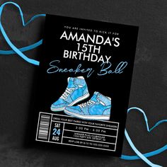 a birthday card for someone's 13th birthday with a pair of sneakers on it