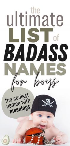 the ultimate list of badass names for boys - the coolest names with meanings - picture of baby boy dressed as a pirate Unique Masculine Names, Badass Boy Names List, Bad Boy Names For Characters, Biker Names For Men, Witchy Boy Names, Cool Guy Names, Gothic Boy Names, Dark Boy Names, Bad Boy Names