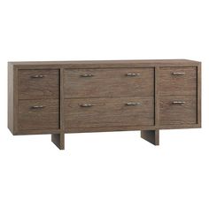 the sideboard is made from wood and has three drawers