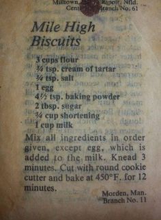 an old recipe book with instructions on how to make muffins and other ingredients