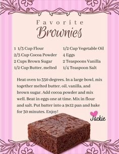 a brownie recipe with instructions on how to make it