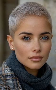 Short Hairstyle Asian Women Round Faces, Women Pixie Haircut Short Styles, Shave Head Women, Fade Women Haircut Shaved Sides, Pixie Haircut 2024 Trends Women, Buzz Cut Hairstyles Woman, Short Pixie Haircuts For Round Faces, Crew Cut Women, Extra Short Hairstyle Women