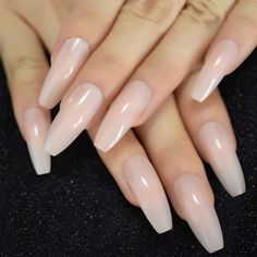 Jenner Nails, Long Press On Nails, Coffin Press On Nails, Coffin Nails Long, Ballerina Nails, Summer Acrylic Nails, Nail Length, Nails Long, Neutral Nails