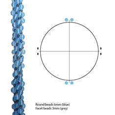 the diagram shows how to measure round beads