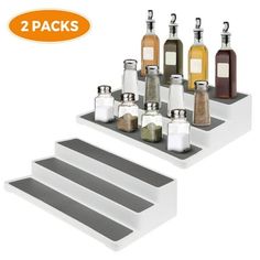 six spice racks with spices and seasonings in them on white background for 2 packs