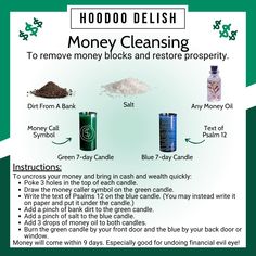 Unblock My Money Hoodoo, Hoodoo Prosperity Spell, Unblock My Money Spell, Money Oil Recipe, Quick Easy Money, Money Candle Spell, Money Spells Magic, Wicca Recipes