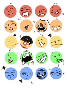 an assortment of cartoon faces with different expressions