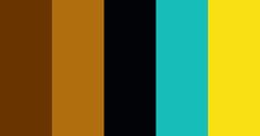 an image of the color scheme for a wallpapered room with black, yellow and blue