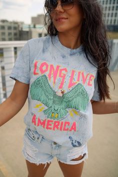 Long Live America Graphic Tee | Cornell's Country Store Holiday Hoodies, Ocean Colors, Boutique Clothes, Retro Tee, Screen Printing Designs, Land Of The Free, Athleisure Wear, Tshirt Ideas, Comfort Color