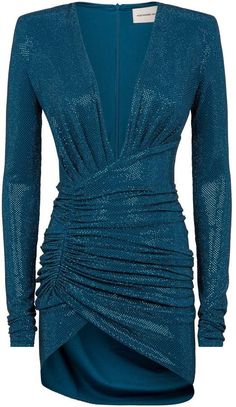 Alexandre Vauthier Crystal-Embellished Ruched Mini Dress Vauthier Alexandre, Cute Church Outfits, Bags Balenciaga, Balenciaga Handbags, Ruched Mini Dress, Draped Dress, Western Dresses