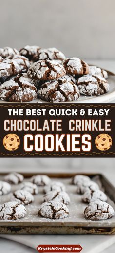 the best quick and easy chocolate crinkle cookies are made with only three ingredients