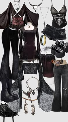 Charmed 90s Outfits, Goth Hippy Aesthetic, Goth Hippy Outfits, Hippy Goth Aesthetic, Whimsy Goth Aesthetic Outfits, Gothic Inspired Outfits, Goth 2023, Hippie Goth Makeup, Gothic Hippie Outfits