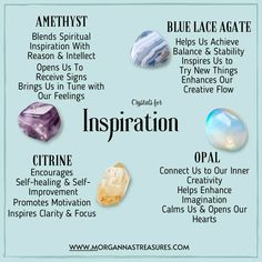 an info sheet with different crystals and their meanings