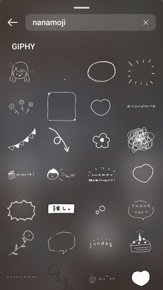 an iphone screen with doodles on it and the words gipphy written in different languages