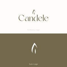 the logo for candle company is shown in white and brown colors, with an arrow on top