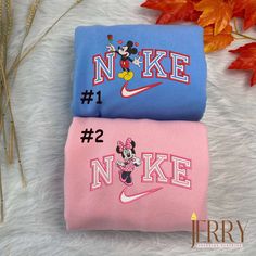 Disney Nike Mickey Mouse & Minnie Mouse Embroidered Sweatshirt Set – Matching Hoodies Disney Mickey Mouse Sweatshirt, Pink Mickey Mouse Outline Hoodie, Cheap Mickey Mouse Crew Neck Sweatshirt, Disney Hoodies Pink, Oversized Disney Hoodie, Oversized Hoodie Disney, Disney Custom Hoodies, Bff Disney Hoodies, Matching Embroidered Hoodies