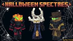 three halloween spooks are standing next to each other in front of a spider web