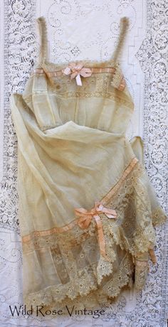 lace undergarments, underclothing, lingerie. Probably 1920s. Diy Sy, Vintage Slip, Pajama Dress, Frou Frou, Mode Inspo