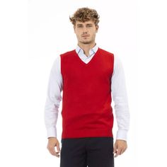 Experience The Epitome Of Sleek Sophistication With Alpha Studio’s Vibrant Red Vest. This Impeccably Designed Piece Features A Classic V-Neckline, Fine Rib Knit Collar, And Hem That Exemplifies Italian Craftsmanship. Tailored For A Regular Fit, It Promises To Elevate Your Style With A Pop Of Color And Refined Detail. Perfect For Layering, This Vest Is A Versatile Addition To Any Discerning Gentleman’s Wardrobe. Material: 70% Viscose, 30% Nylon Country Of Origin: It Color: Red We Are A Small Busi Mens Sweater Vest, Red Vest, Mens Sweater, Elegant Red, Vest Outfits, Men's Knit, Blazer Outfits, Studio S, Mens Vest