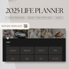 an image of a website page for a photographer's life planner, with photos and text on it