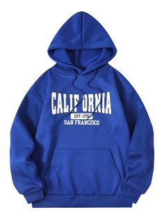 Azul Casual Collar Manga Comprida Tecido Letra Pulôveres Embellished Elasticidade Baixa Outono / Inverno Moletons para Mulheres Shein Hoodies, Women Sweatshirts, Fabric Letters, Hoodie Outfit, Blue Hoodie, Drawstring Hoodie, Hoodies For Sale, Shoulder Length, Maternity Clothes