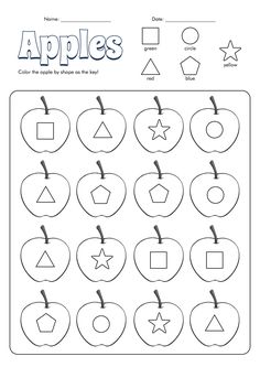 an apple worksheet with different shapes and numbers to help kids learn how to use them