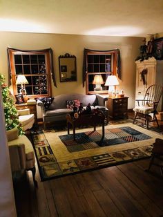 a living room filled with furniture and christmas trees