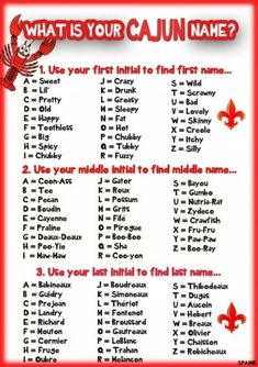 what is your cajun name? with the words in red and white on it