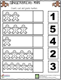 the gingerbread man count and paste number worksheet