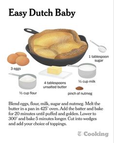 instructions for how to make easy dutch baby bread