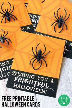 free printable halloween cards for kids and adults to make with spider - like decorations