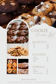 Cookie Price List Editable Template for Bakery Cookies Shop Design, Cookies Menu Design Ideas, Cookie Menu Design, Price List Design Templates, Cookie Pricing, Bakery Marketing, Bakery Price List, Bakers Menu, Bakery Packaging Design