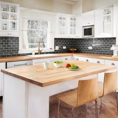 the kitchen is clean and ready to be used for dinner or lunchtime with friends