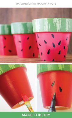 watermelon terracotta pots make this diy for the kids to enjoy