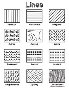 different types of lines are shown in black and white