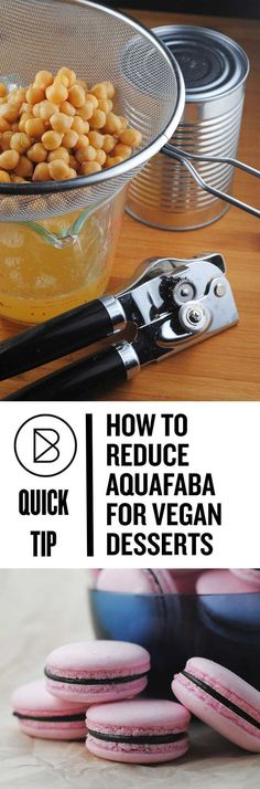 an image of how to reduce aquafaba for vegan desserts with text overlay