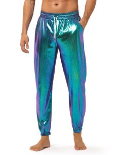 PRICES MAY VARY. MATERIAL: 96% polyester 4% spandex, metallic paint fabric, slim fit, soft and breathable fabric, not stuffy, not shrinking, not fading. FEATURES: Pull rope design, pull rope pendant is sturdy, the rope will not slip, and the elastic design of the pants mouth makes dancing flexible and convenient. CLOTHING MATCH: These disco nightclub trousers Pants could be wear with casual suits or stylish t shirts for a modern look. OCCASION: Classic vintage and unique design, Casual, Shining Party Clothes, Night Club Wear,Show/Performance/Stage clothes for singers, Hipster hip hop wear, Streetwear, Christmas/Halloween party, Suitable for a Variety of Occasions. TIPS: Wash with cold water as much as possible, air dry naturally, and avoid using an iron Features
 
 ● Item Type: Men Novelty 70s 80s Party, Hip Hop Wear, Performance Stage, Stage Clothes, Casual Suits, Disco Pants, Paint Fabric, Sequin Pants, 80s Party