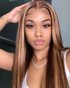 West Kiss Hair 4*4 5*5 Straight Ombre Wigs Pre Colored Highlight Human Hair Wigs Straight Lace Wigs With Customized Highlight Honey Brown Hair, Human Hair Color, Honey Blonde Hair, Ombre Wigs, Front Lace Wigs Human Hair, Hair Inspiration Color, Straight Human Hair, Baddie Hairstyles, Hair Inspo Color